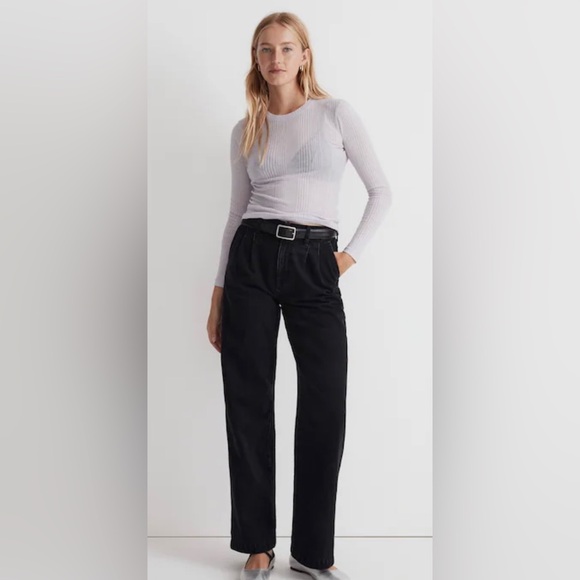 NWT Madewell Variegated Ribbed Crewneck Long-Sleeve Tee - Picture 2 of 10